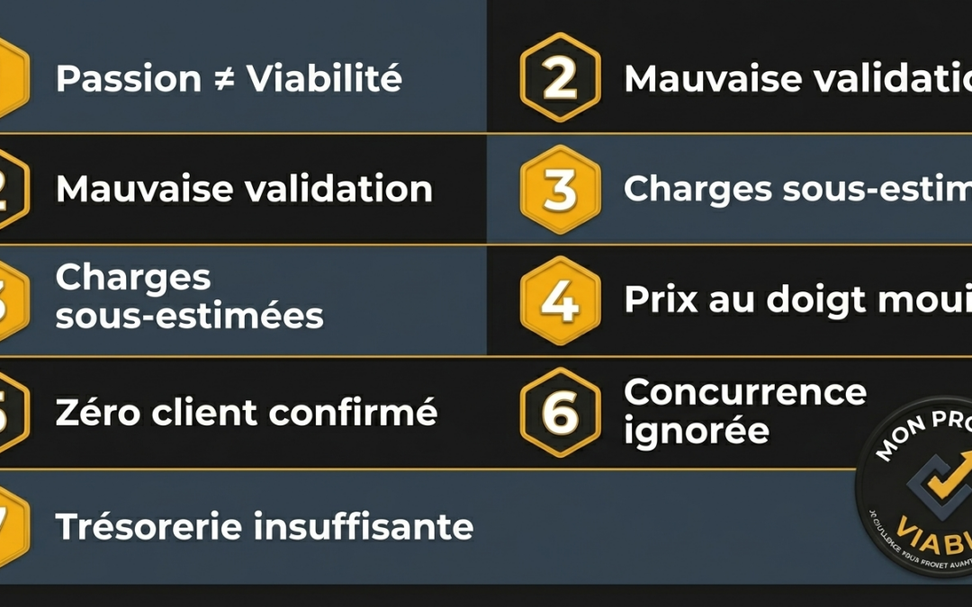 Les 7 erreurs qui font échouer un projet entrepreneurial — infographie