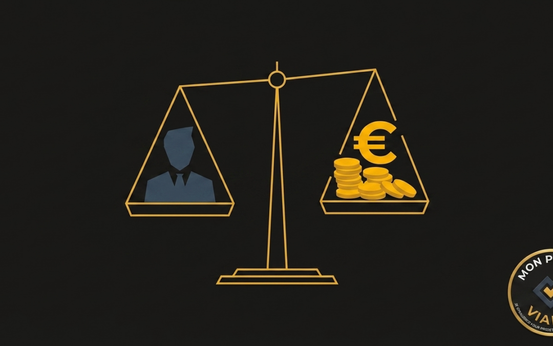 Balance comparant le coût d'un premier salarié et le chiffre d'affaires qu'il doit générer pour rester rentable