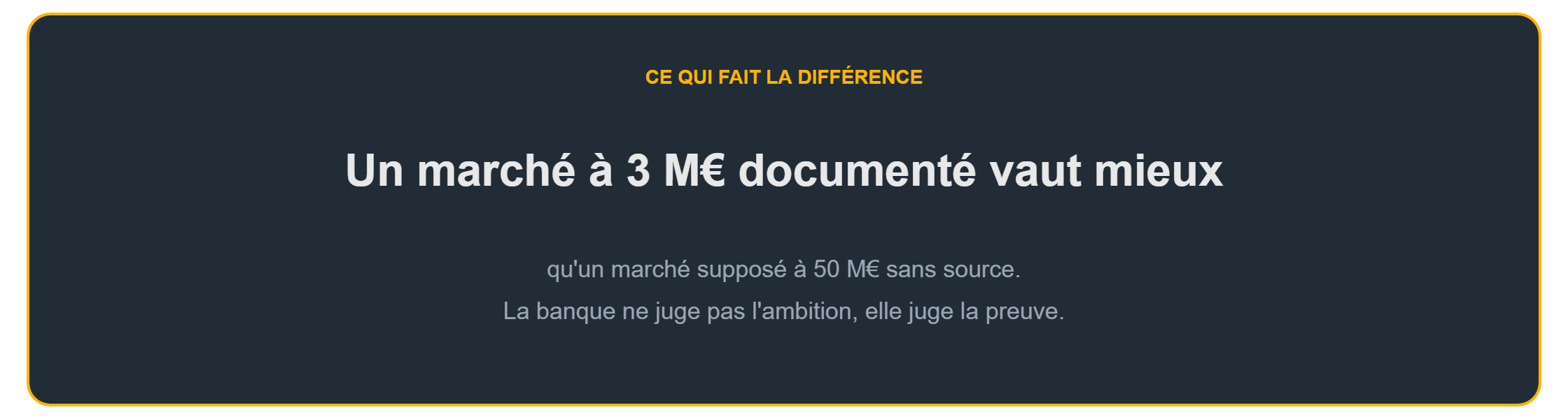 Business plan pour la banque : un marché documenté vaut mieux qu'un marché supposé