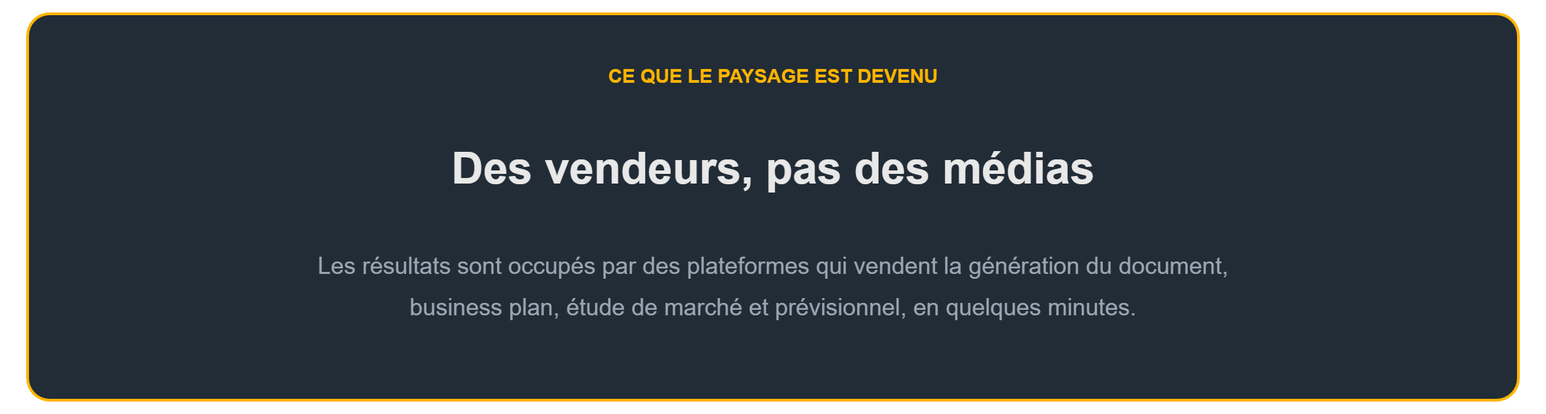 Business plan par IA : un paysage occupé par des vendeurs d'outils plutôt que par des contenus éditoriaux