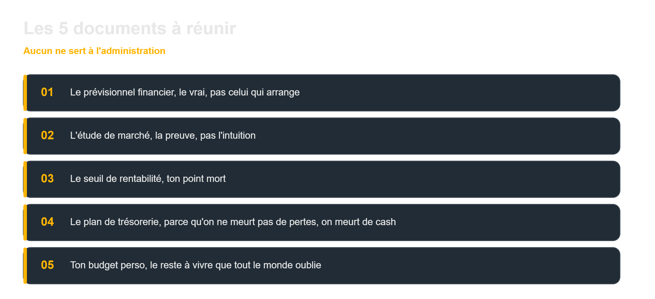 Avant de se lancer : les cinq documents à réunir