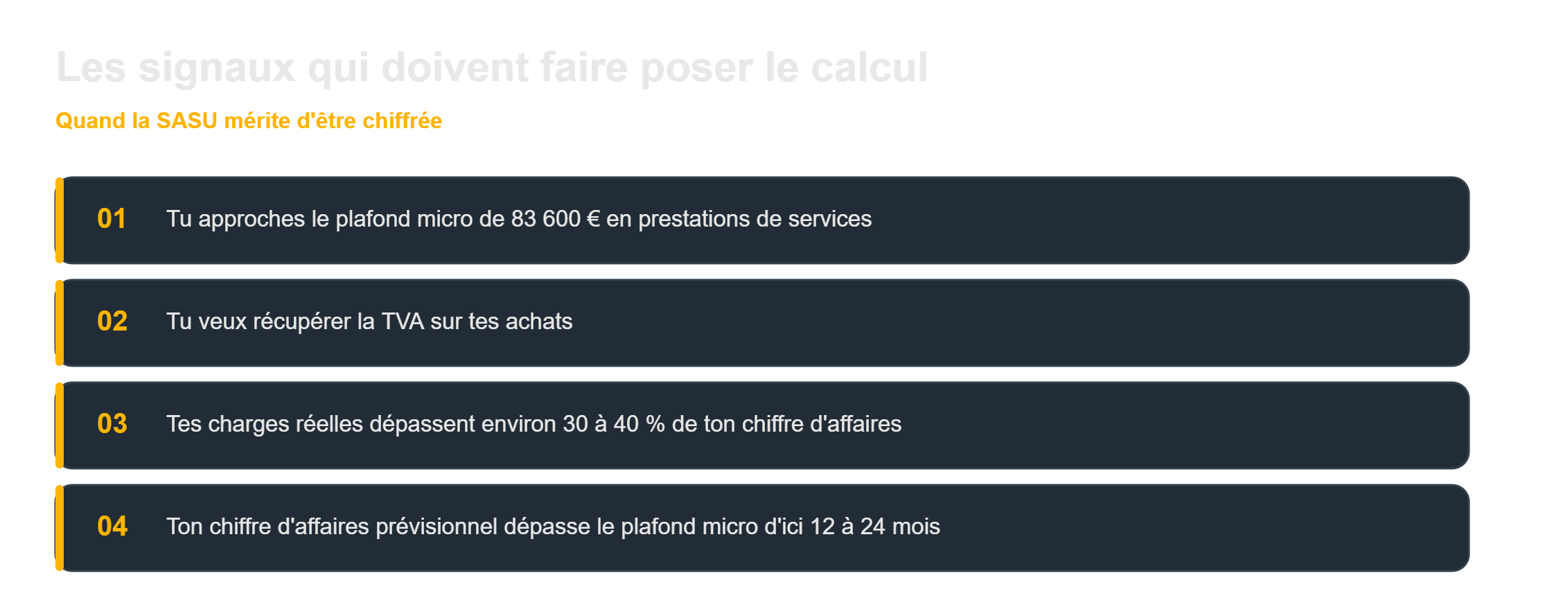 Micro-entreprise ou SASU : les signaux qui doivent faire poser le calcul