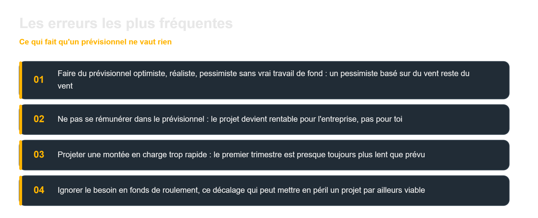 Prévisionnel financier créateur d'entreprise : les erreurs les plus fréquentes