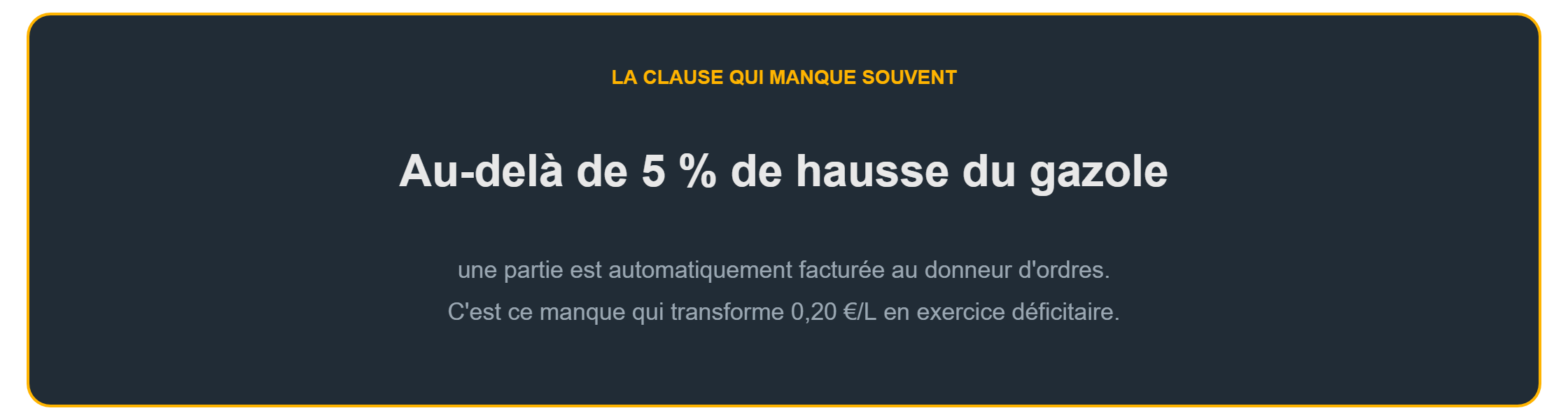 Rentabilité entreprise de transport : la clause d'indexation gazole qui manque souvent