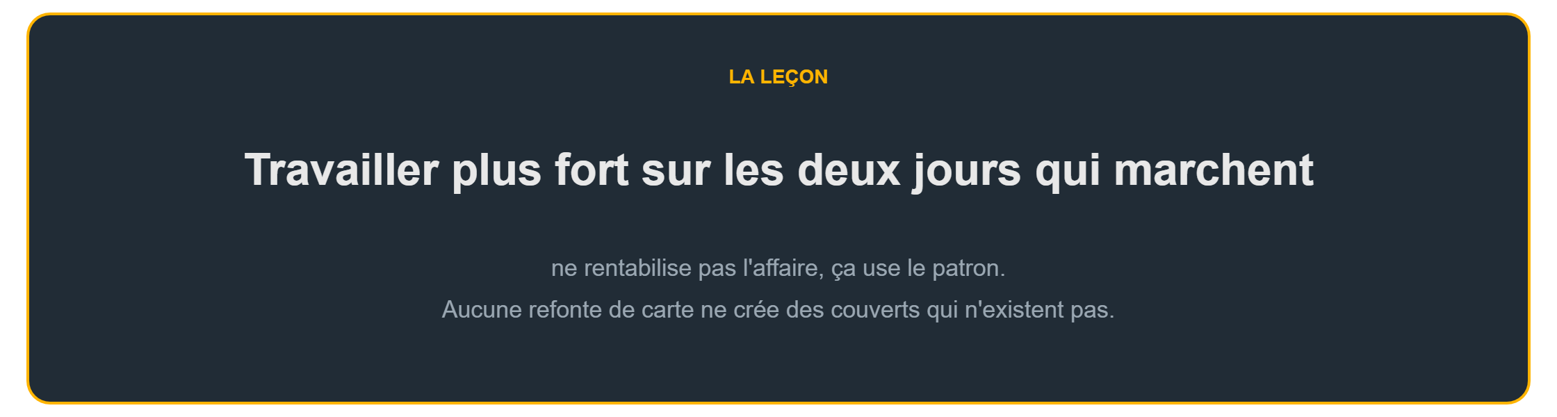Restaurant complet mais pas rentable : pourquoi travailler plus fort ne change rien