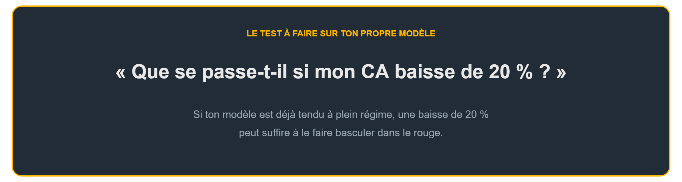 Test de résistance : ce qu'une baisse de 20 % du chiffre d'affaires révèle sur la rentabilité