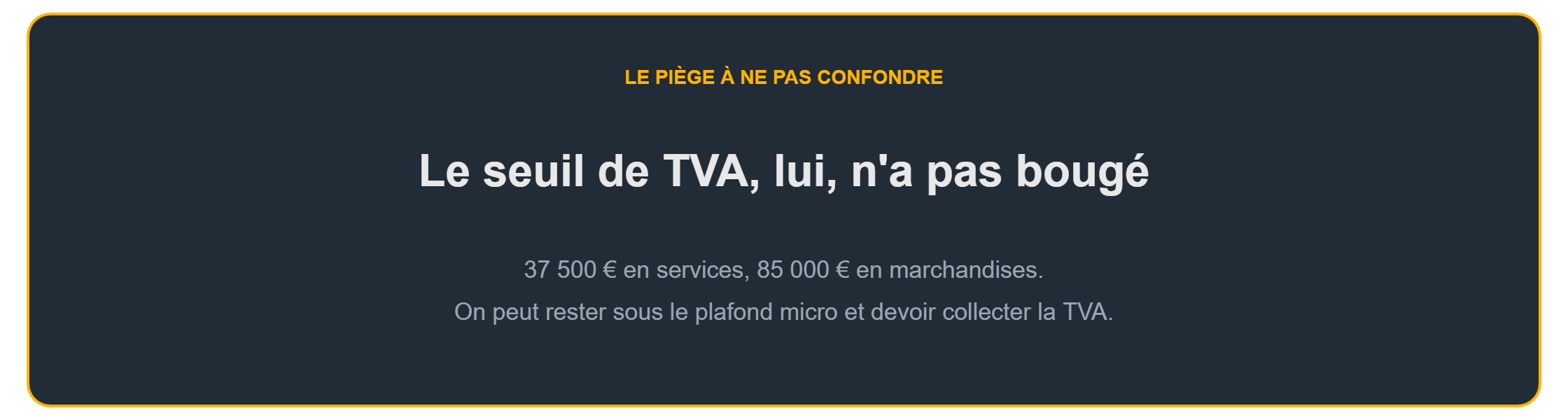 Seuils de chiffre d'affaires micro-entreprise : le seuil de TVA reste inchangé en 2026