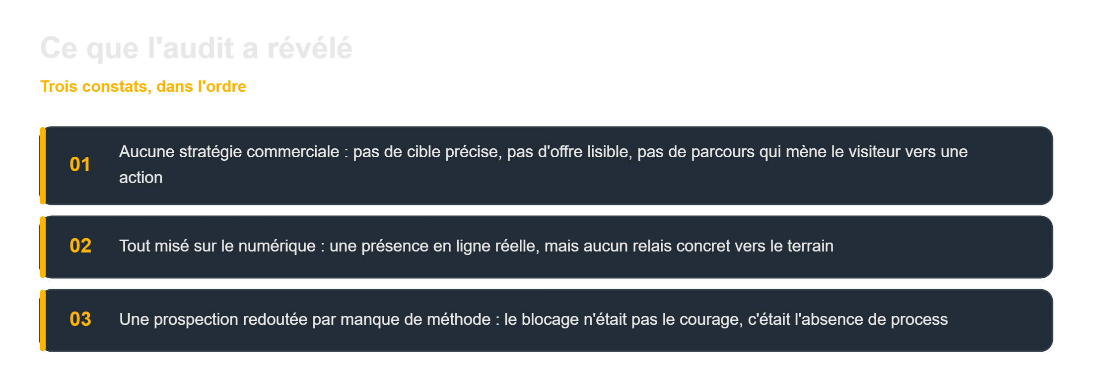 Un site en ligne et aucun client : les trois constats de l'audit commercial