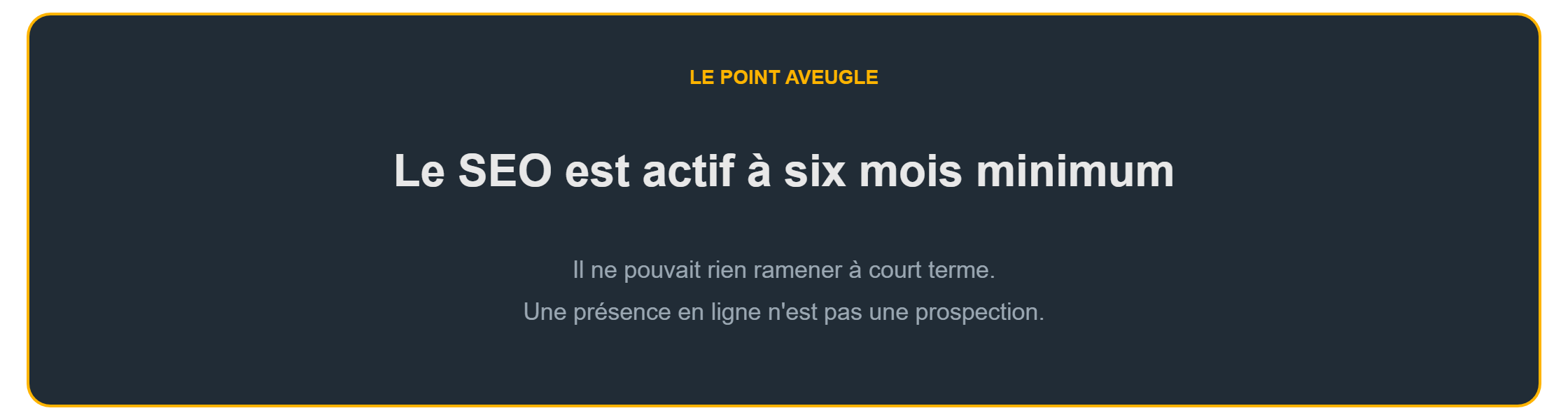 Un site en ligne et aucun client : le SEO actif à six mois ne ramène rien à court terme